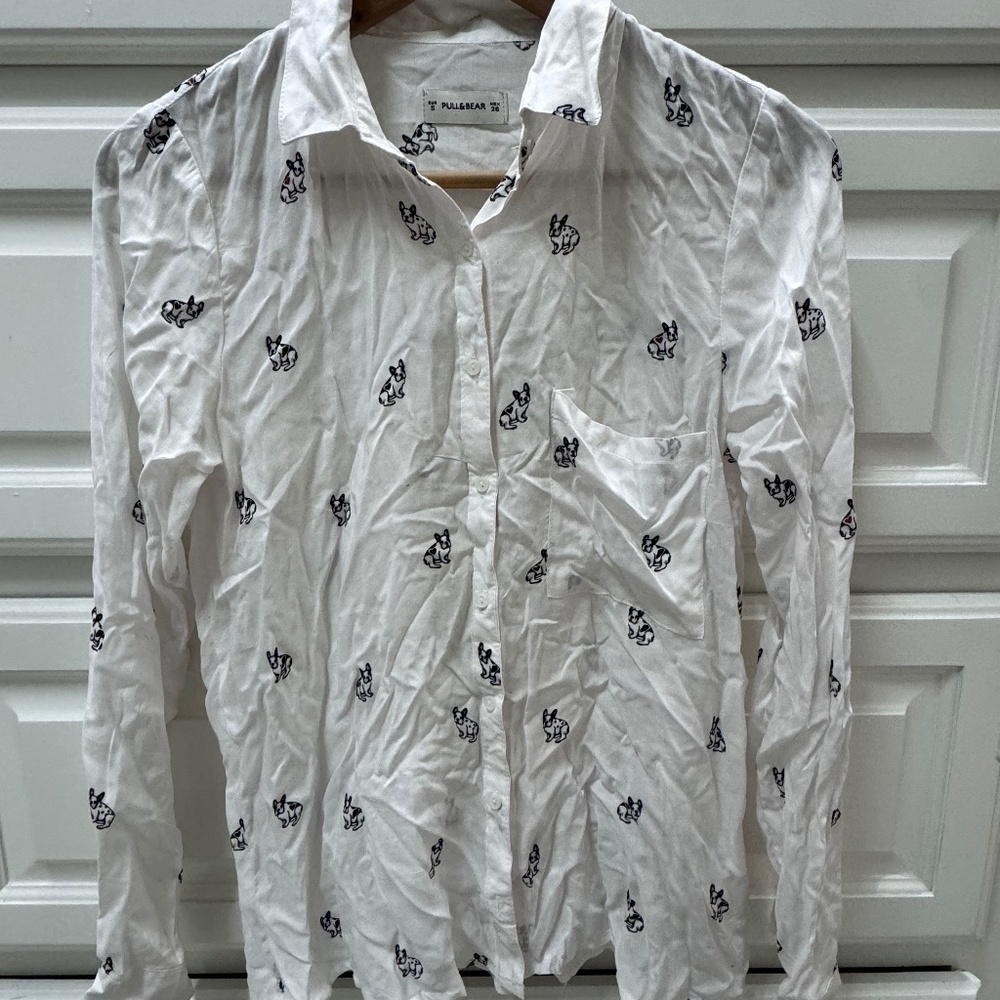 PULL & BEAR Boston Terrier Shirt - Size Small